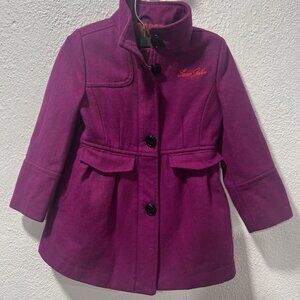 Sean John Jacket Girls Medium Maroon Wool Blend Military‎ Coat Lined Girls